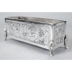 Vintage Egyptian Revival Silver Plate Footed Cachepot Planter