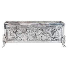 Vintage Egyptian Revival Silver Plate Footed Cachepot Planter