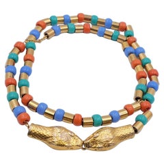 Vintage Egyptian Revival Snake Necklace Sotuar 1950's