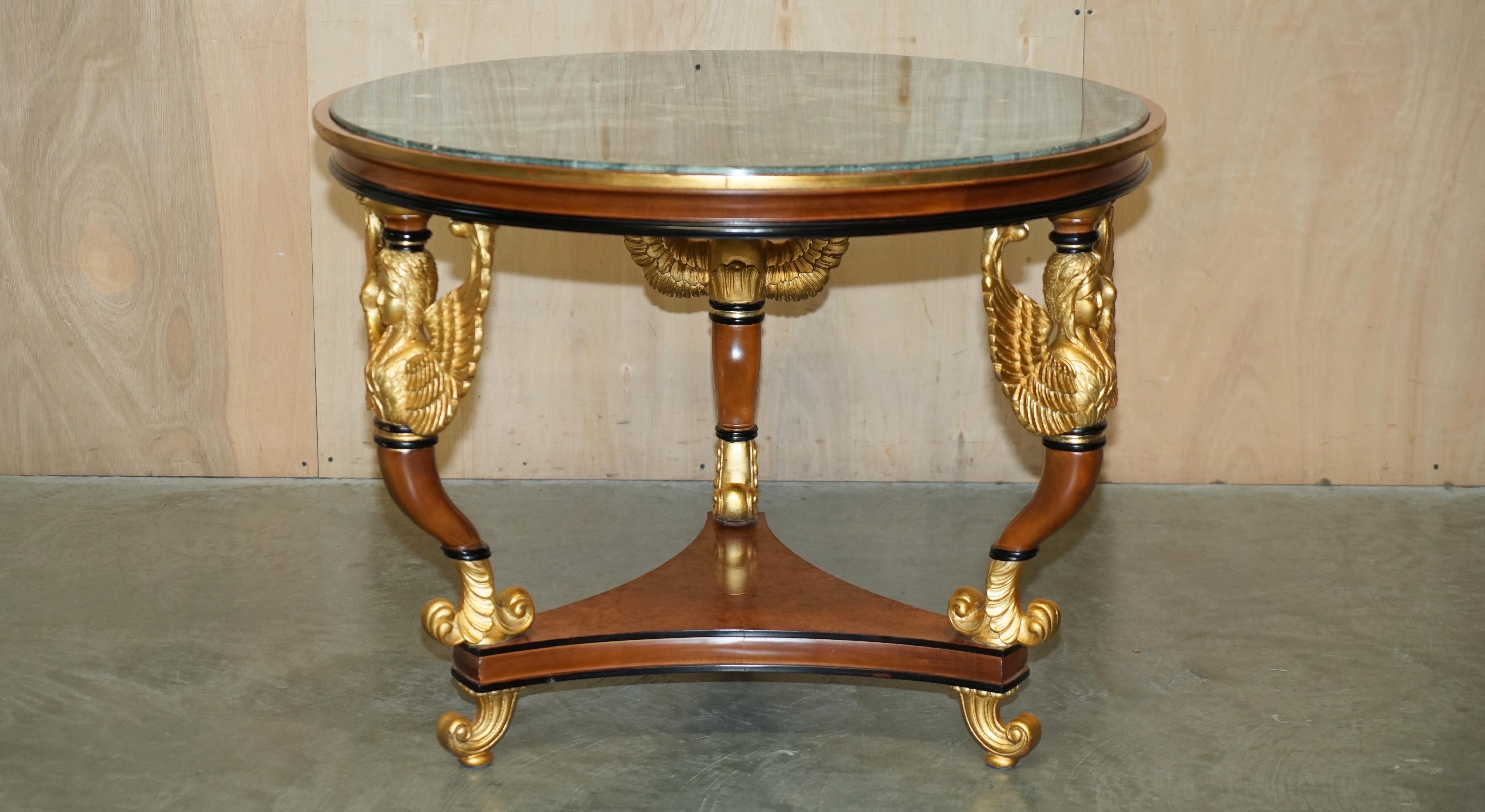 Egyptian Revival VINTAGE EGYPTIAN REVIVAL SPHINX GiLTWOOD & MARBLE CENTRE OCCASIONAL TABLE For Sale
