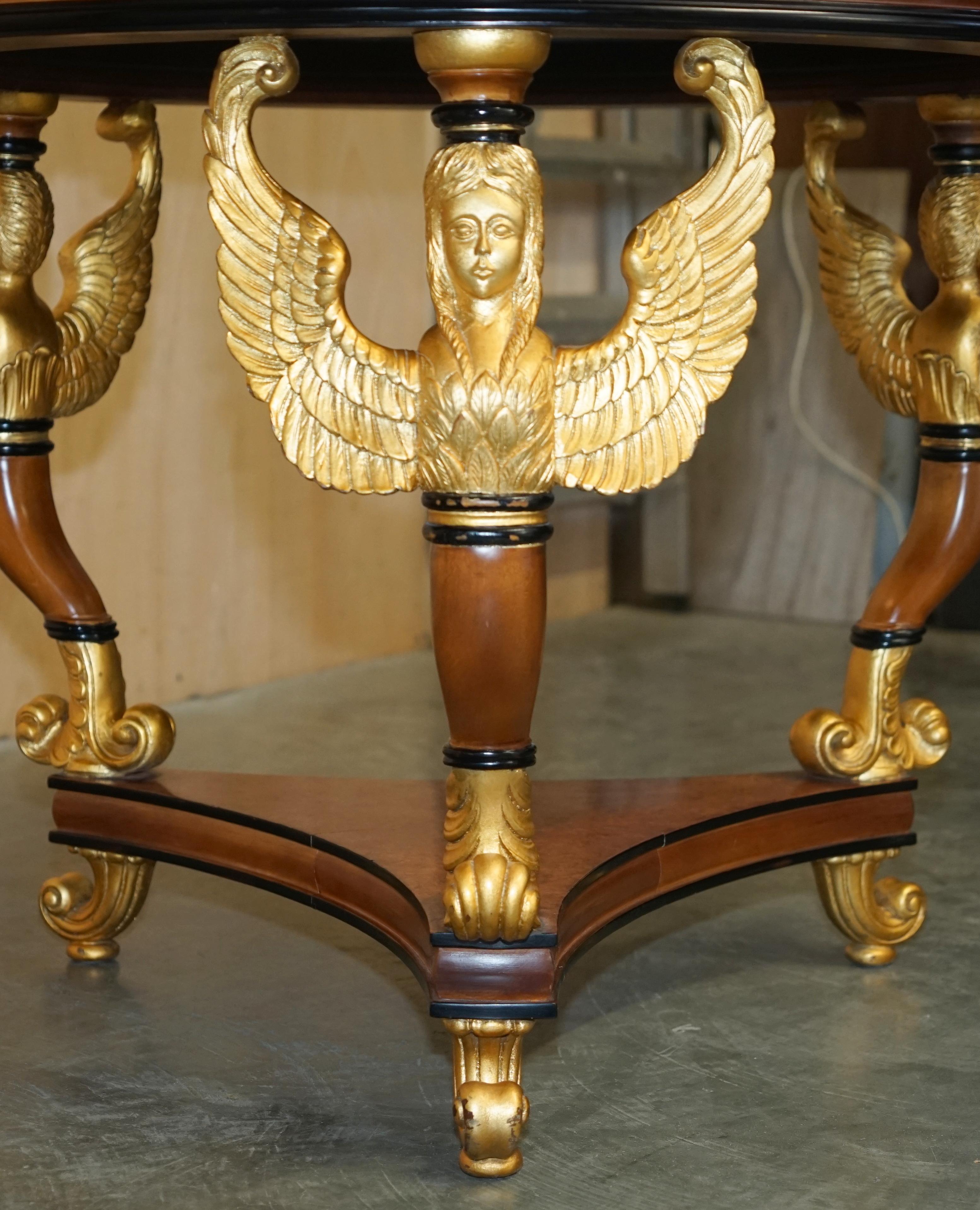 Hand-Crafted VINTAGE EGYPTIAN REVIVAL SPHINX GiLTWOOD & MARBLE CENTRE OCCASIONAL TABLE For Sale
