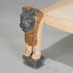 Vintage Egyptian Revival Travertine Coffee Table Attributed to Maitland-Smith