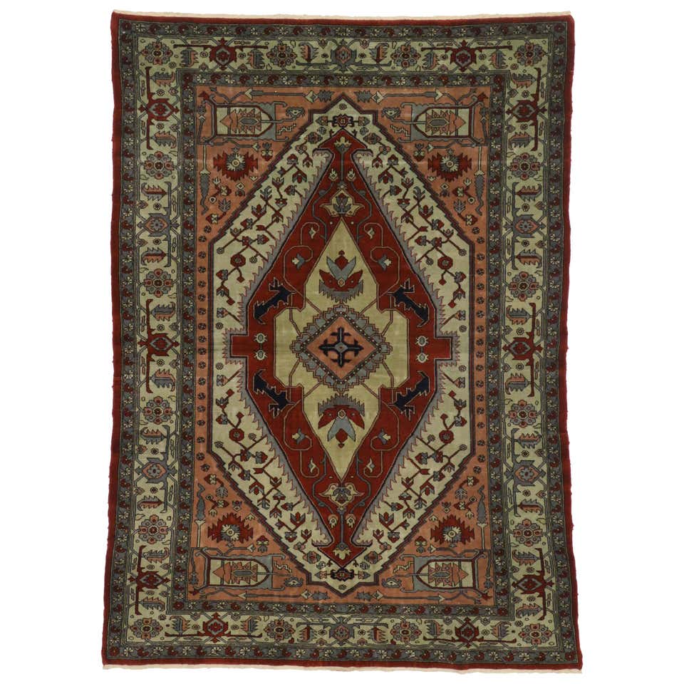 Modern Day Persian Rug Serapi Design with Large Tribal Shield Motif at ...