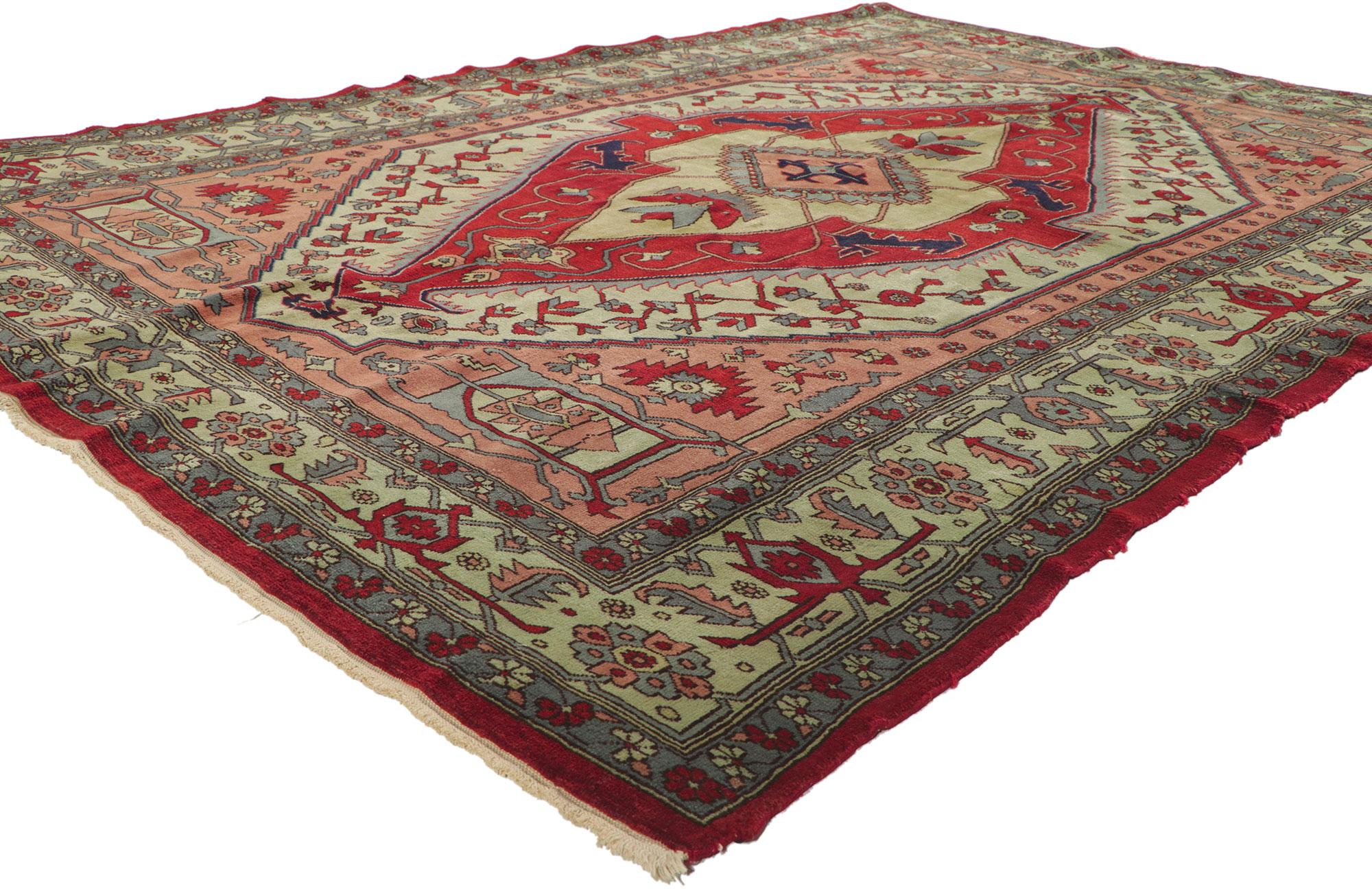71940 Vintage Egyptian Serapi Rug, 05'09 x 07'07. Egyptian Persian Serapi rugs are a distinctive fusion of traditional Persian Serapi rug elements with the craftsmanship and materials of Egyptian rug-making traditions, renowned for their intricate
