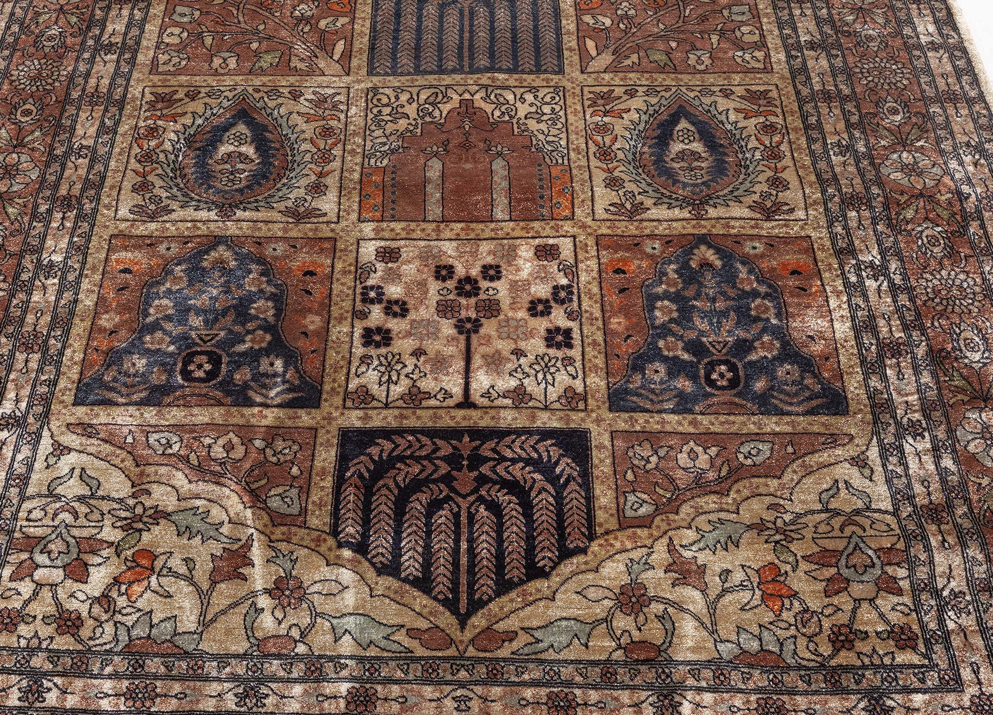 Hand-Knotted Vintage Egyptian Silk Rug For Sale