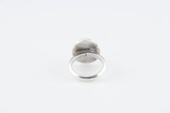 Vintage Egyptian Silver Natural Turquoise Oval Ring, Size 8