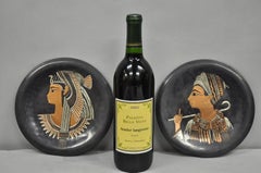 Vintage Egyptian Style Copper & Brass Wall Hanging Decorative Plates - Set of 5