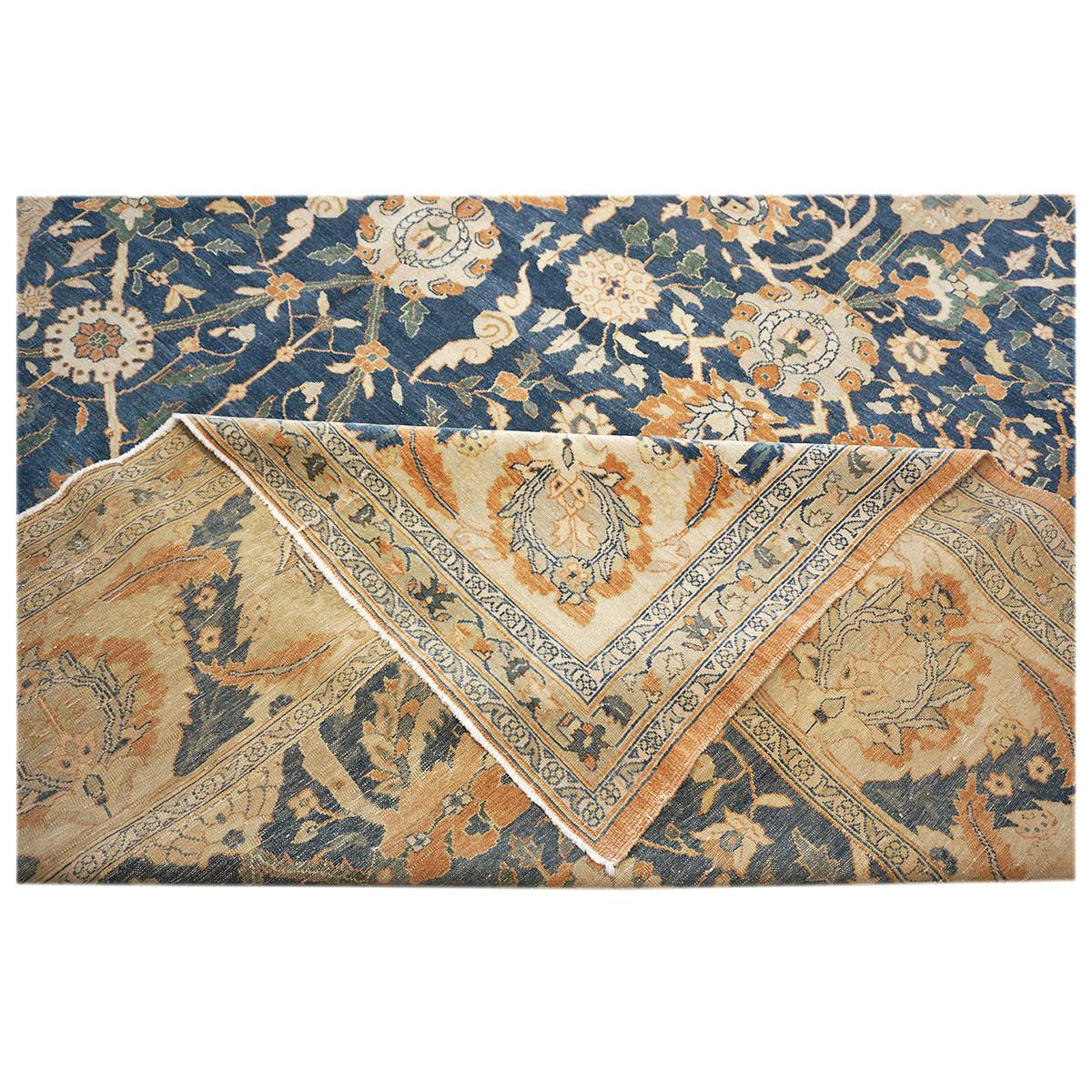 Ägyptisch Sultanabad 13x21 Blau, Elfenbein & Orange handgefertigter Teppich, handgefertigt im Angebot 12