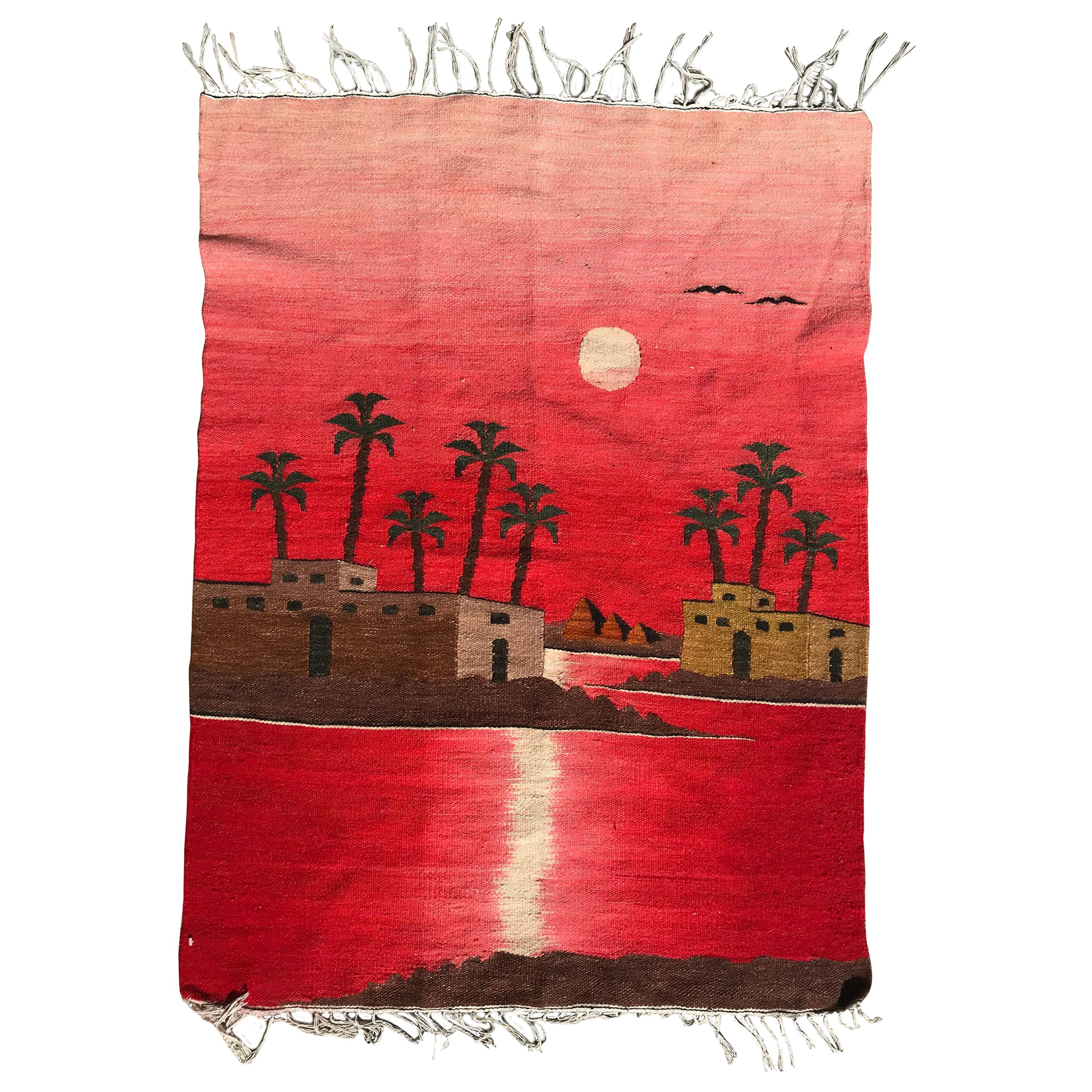 Vintage Egyptian Tapestry Kilim For Sale