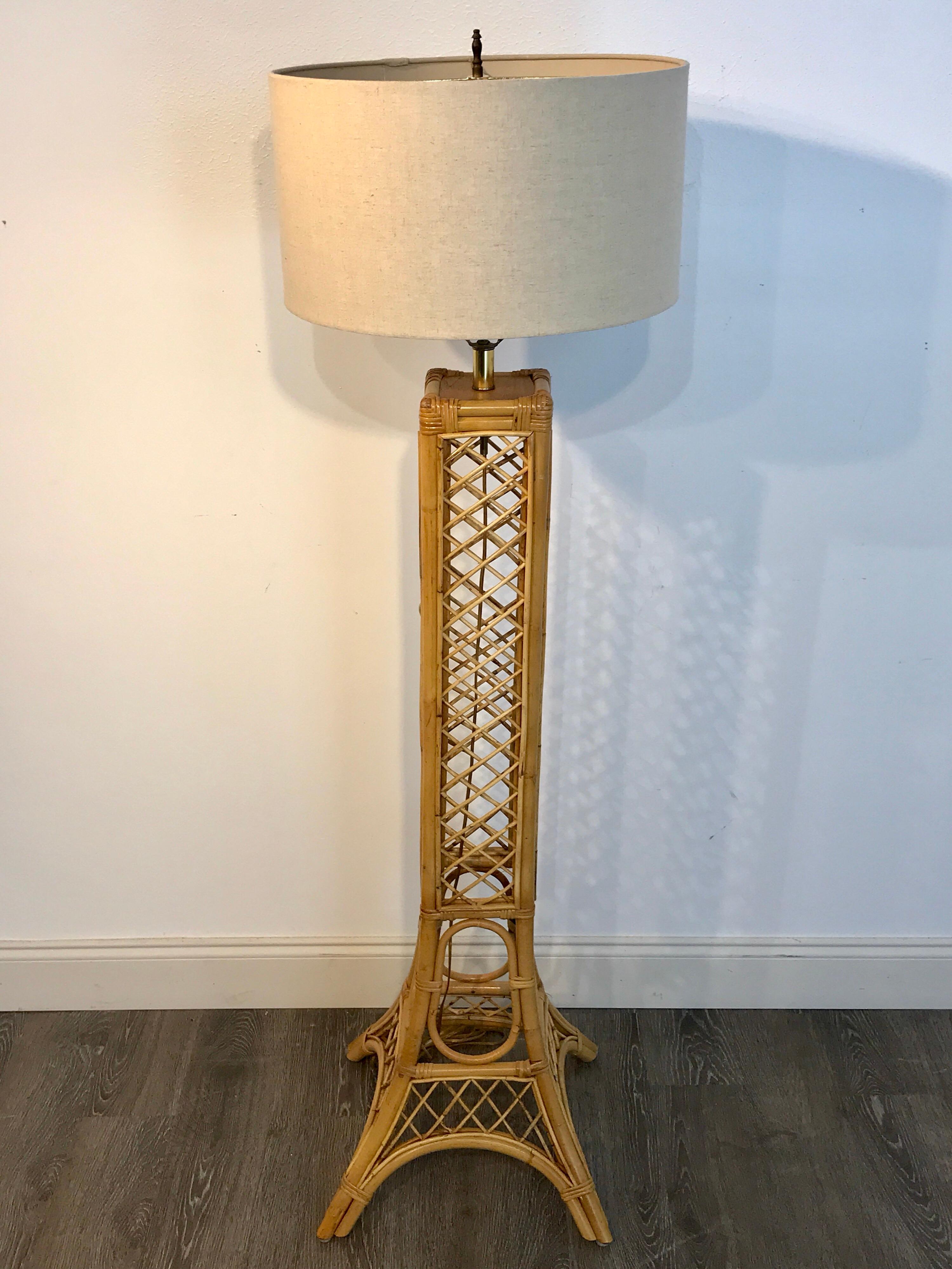 Vintage Eiffel Tower Rattan Floor Lamp 1