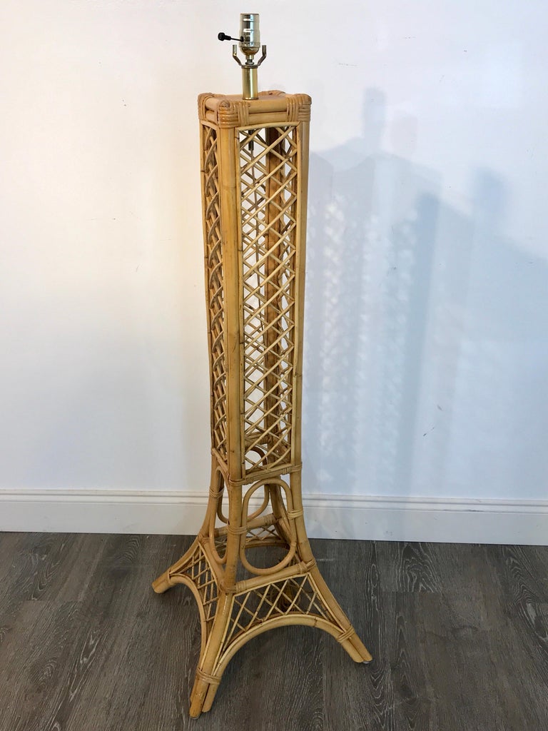 Vintage Eiffel Tower Rattan Floor Lamp For Sale at 1stdibs