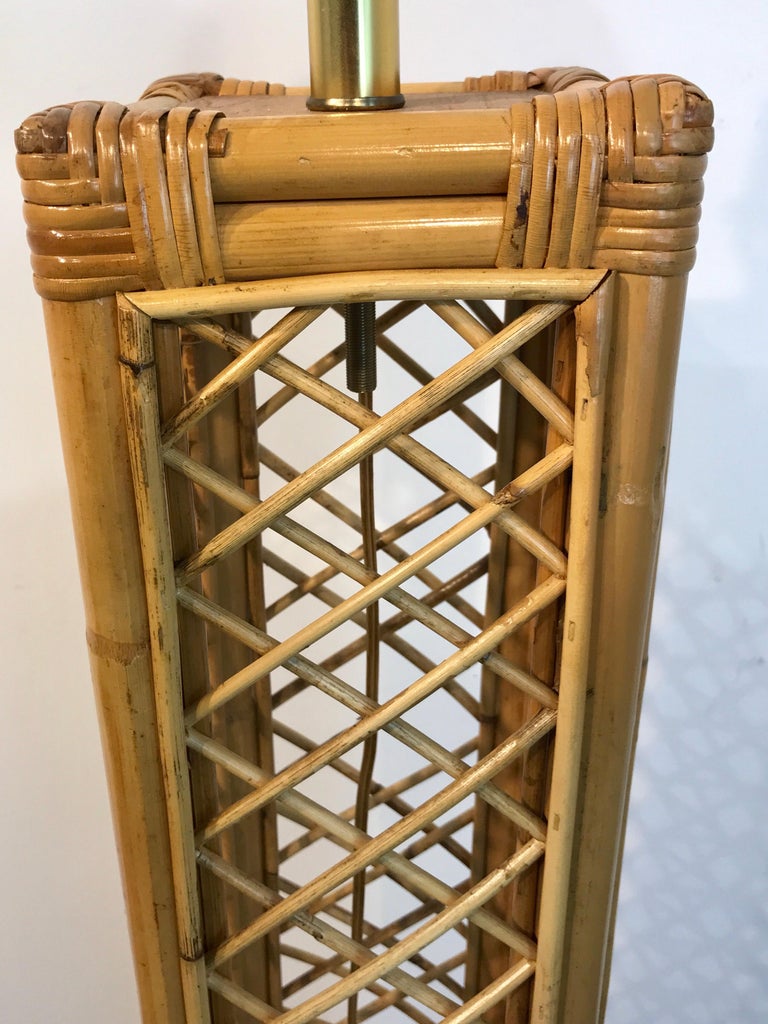 Vintage Eiffel Tower Rattan Floor Lamp For Sale at 1stdibs