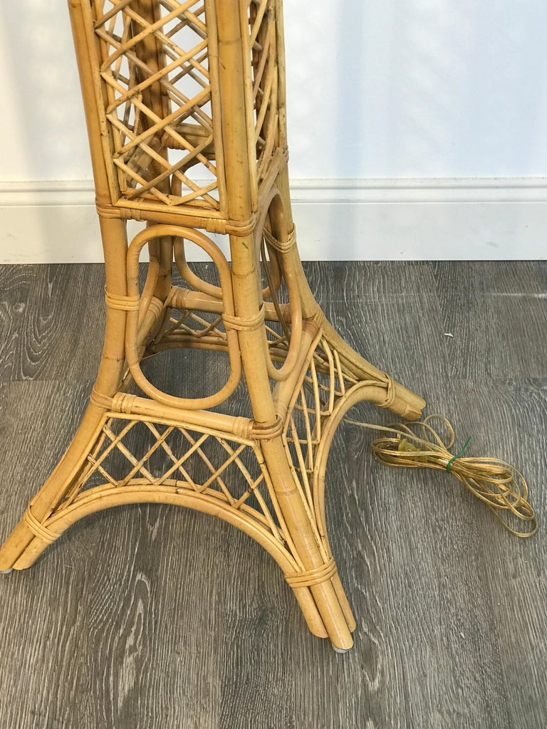 Vintage Eiffel Tower Rattan Floor Lamp at 1stDibs