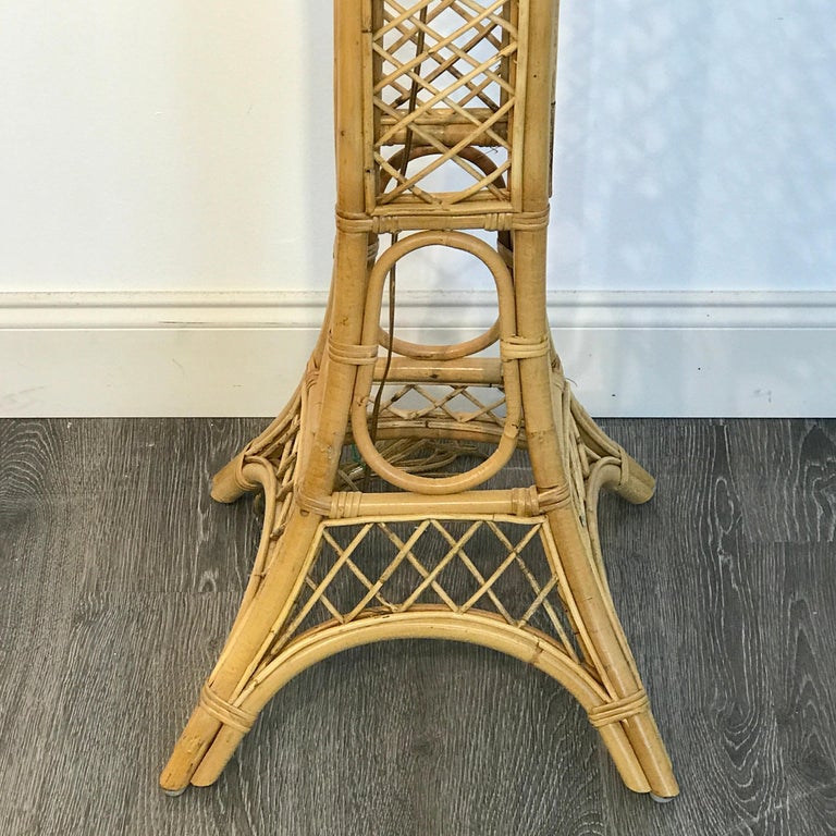 Vintage Eiffel Tower Rattan Floor Lamp For Sale at 1stdibs