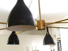 Vintage Eight-Arm Brass Italian Spider Chandelier in the Style of Stilnovo, 1950
