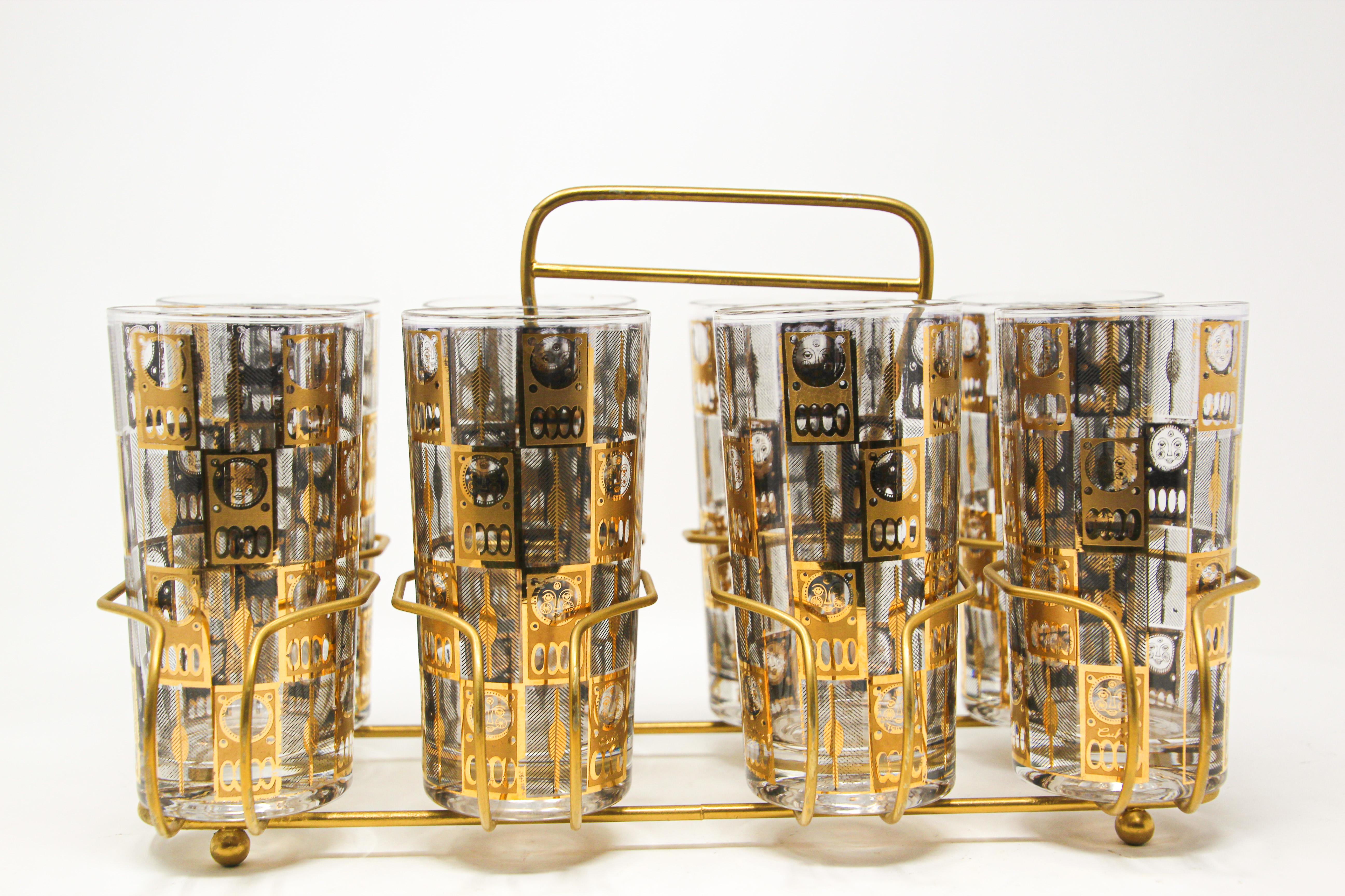 vintage drinking glasses with gold design