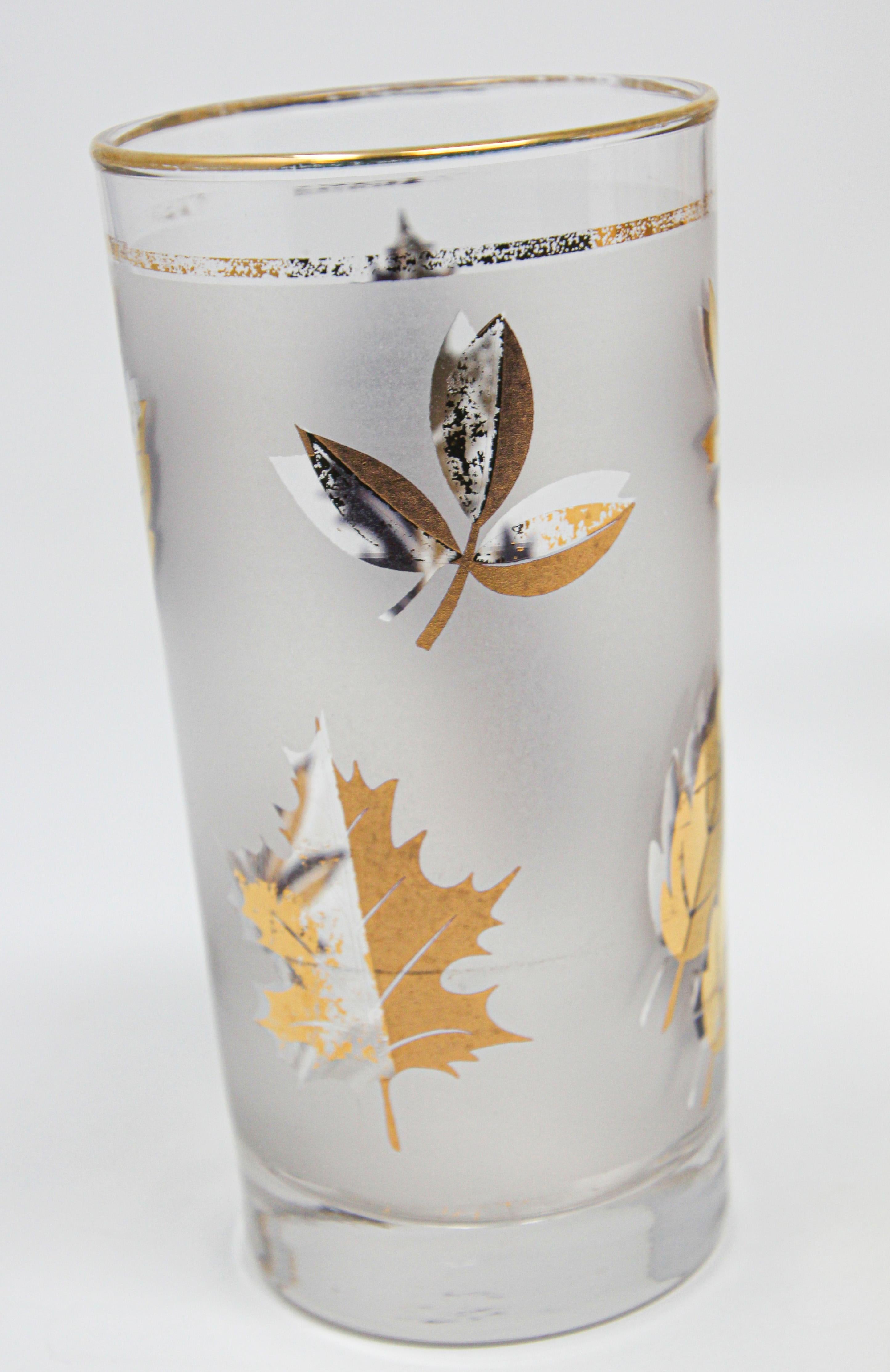 Huit verres longs vintage en or 22 carats dans un chariot en laiton de Libbey en vente 8