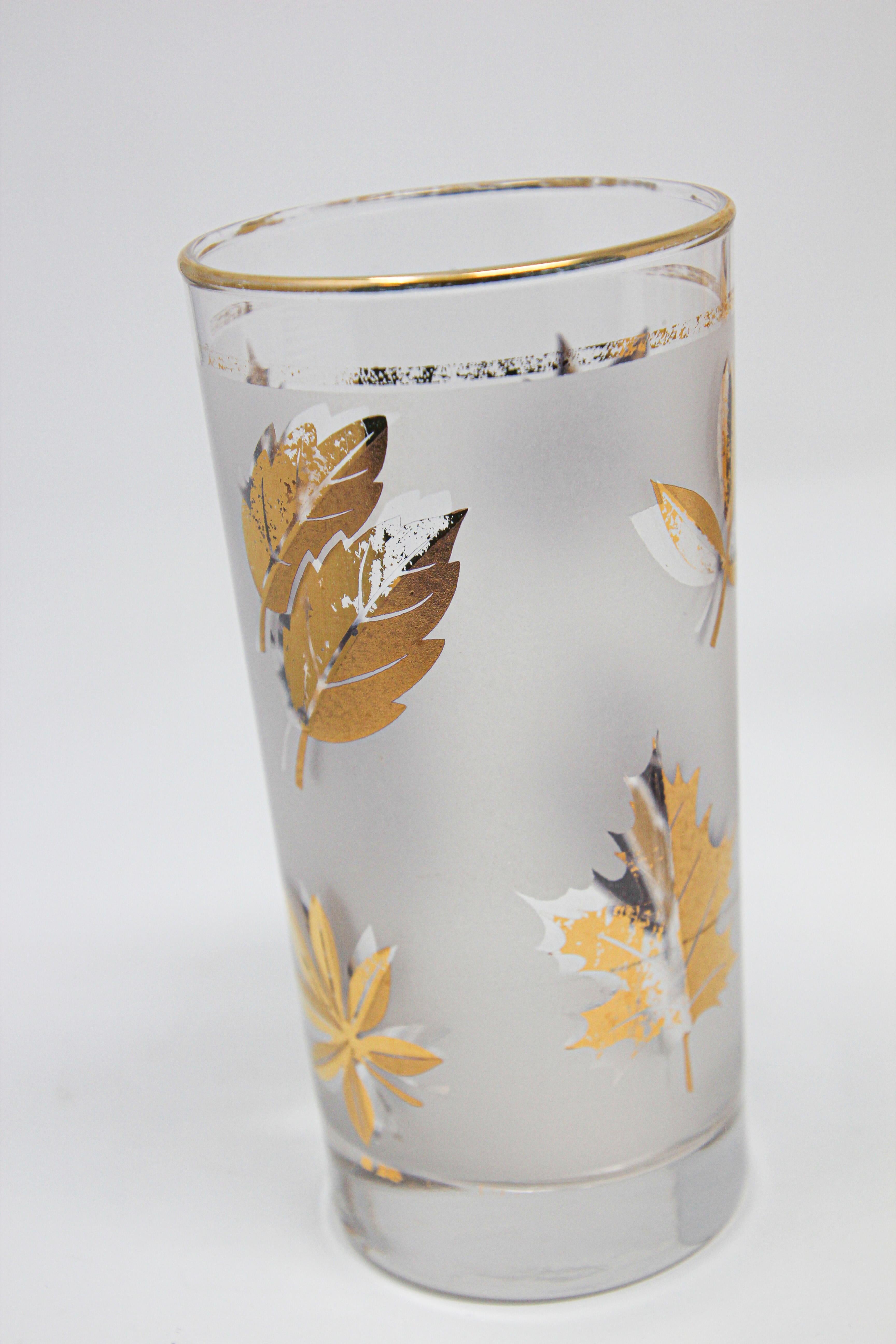 Huit verres longs vintage en or 22 carats dans un chariot en laiton de Libbey en vente 9