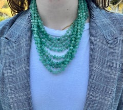 Vintage Eight-Strand Aventurine Necklace on Hand Knotted Silk Thread