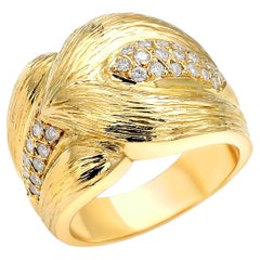 Eighteen Karat Yellow Gold Mid Century Diamond Ring