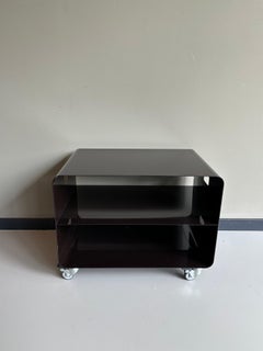 Vintage eighties side table with wheels by muller