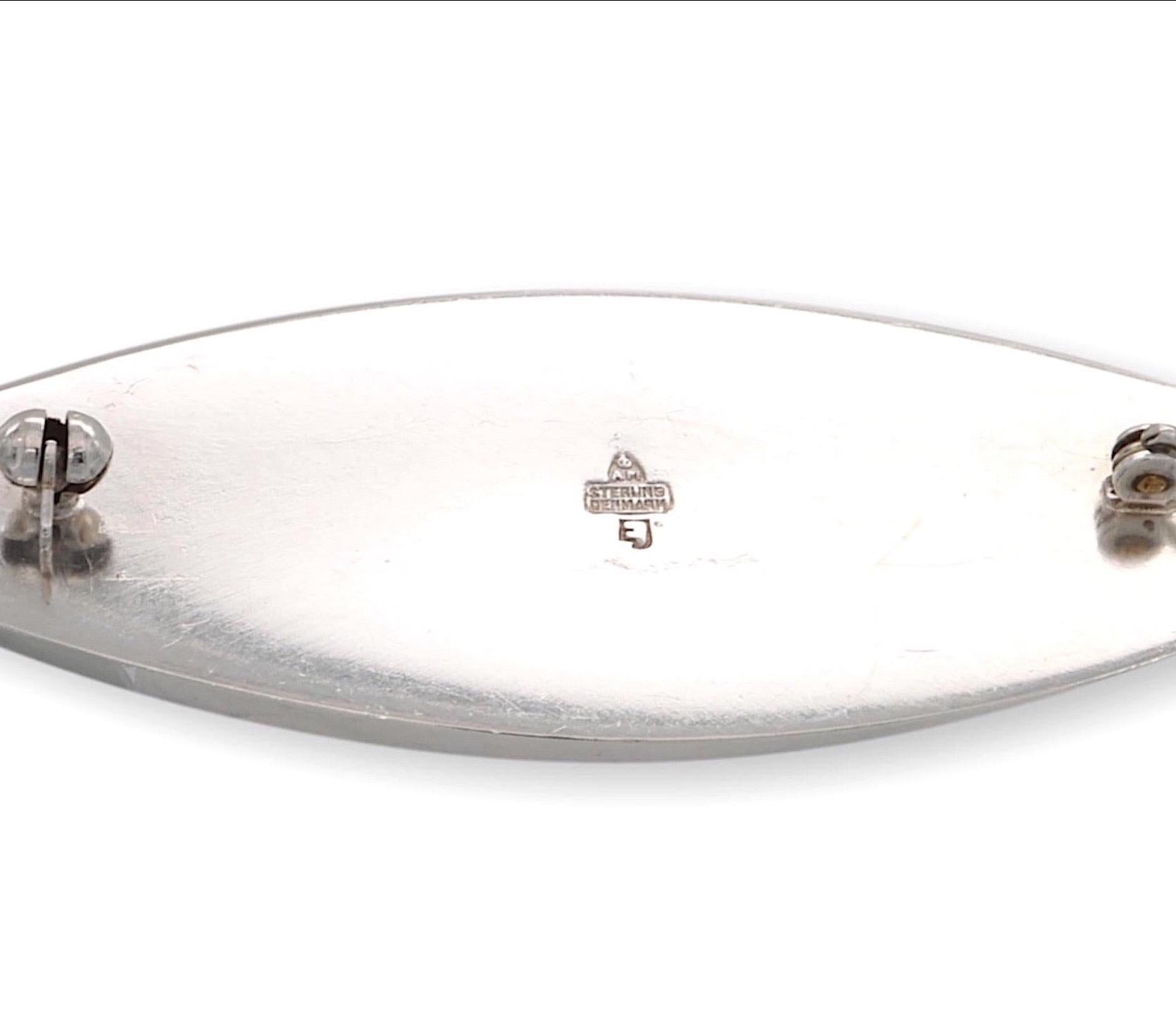 Alfiler broche vintage de plata de ley Eigil Johnson Anton Michelsen Circa años 60 en Excelente estado para la venta en New York, NY