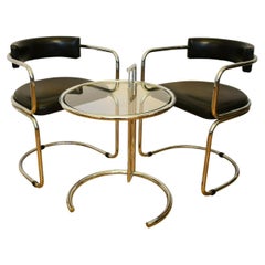 Retro Eileen Gray Pair of Armchairs and Side Table Set