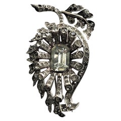 Clip EISENBERG vintage avec crochet de sécurité signé, sterling/argenté, années 1940
