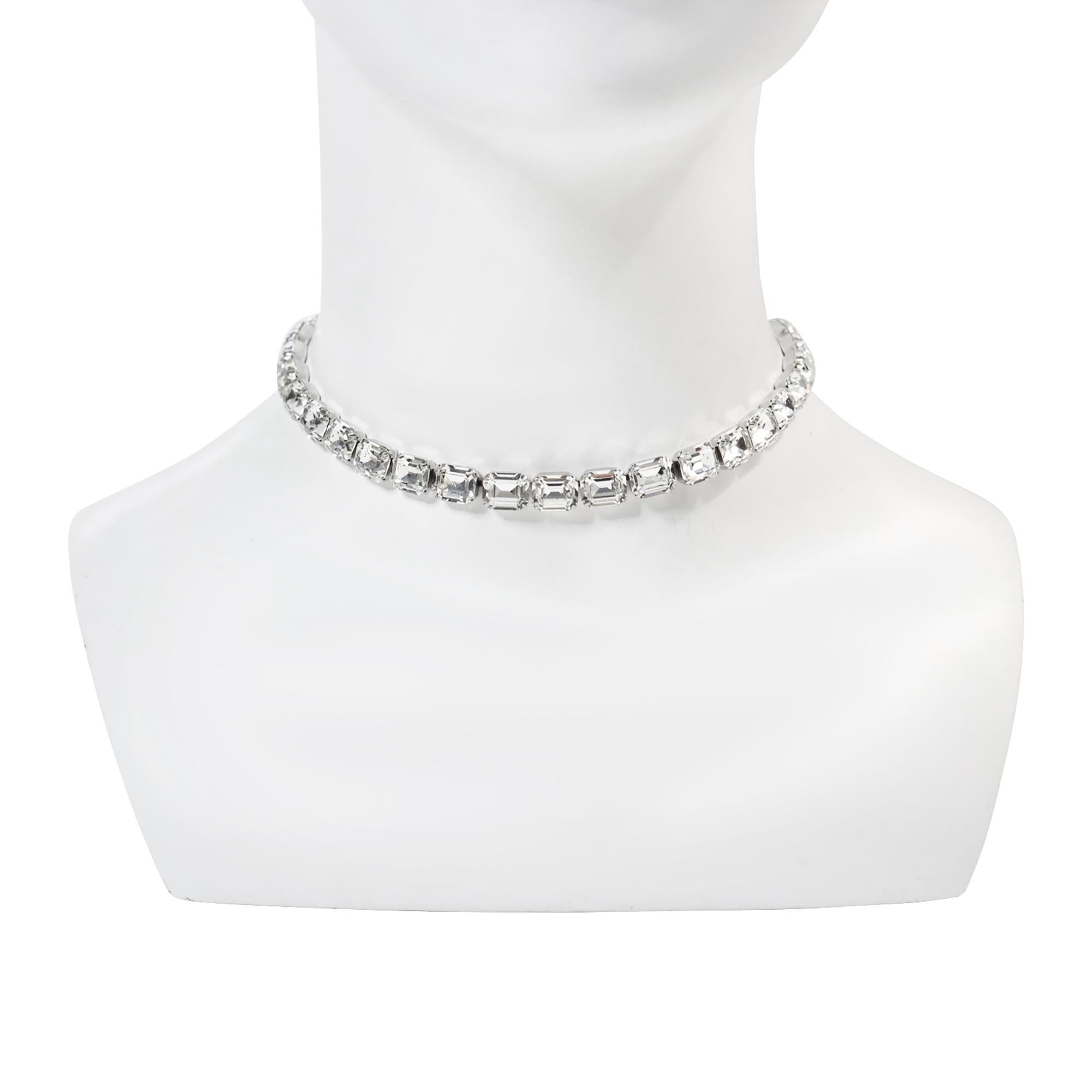 Modern Vintage Eisenberg Diamante Emerald Cut Choker Circa 1980s For Sale