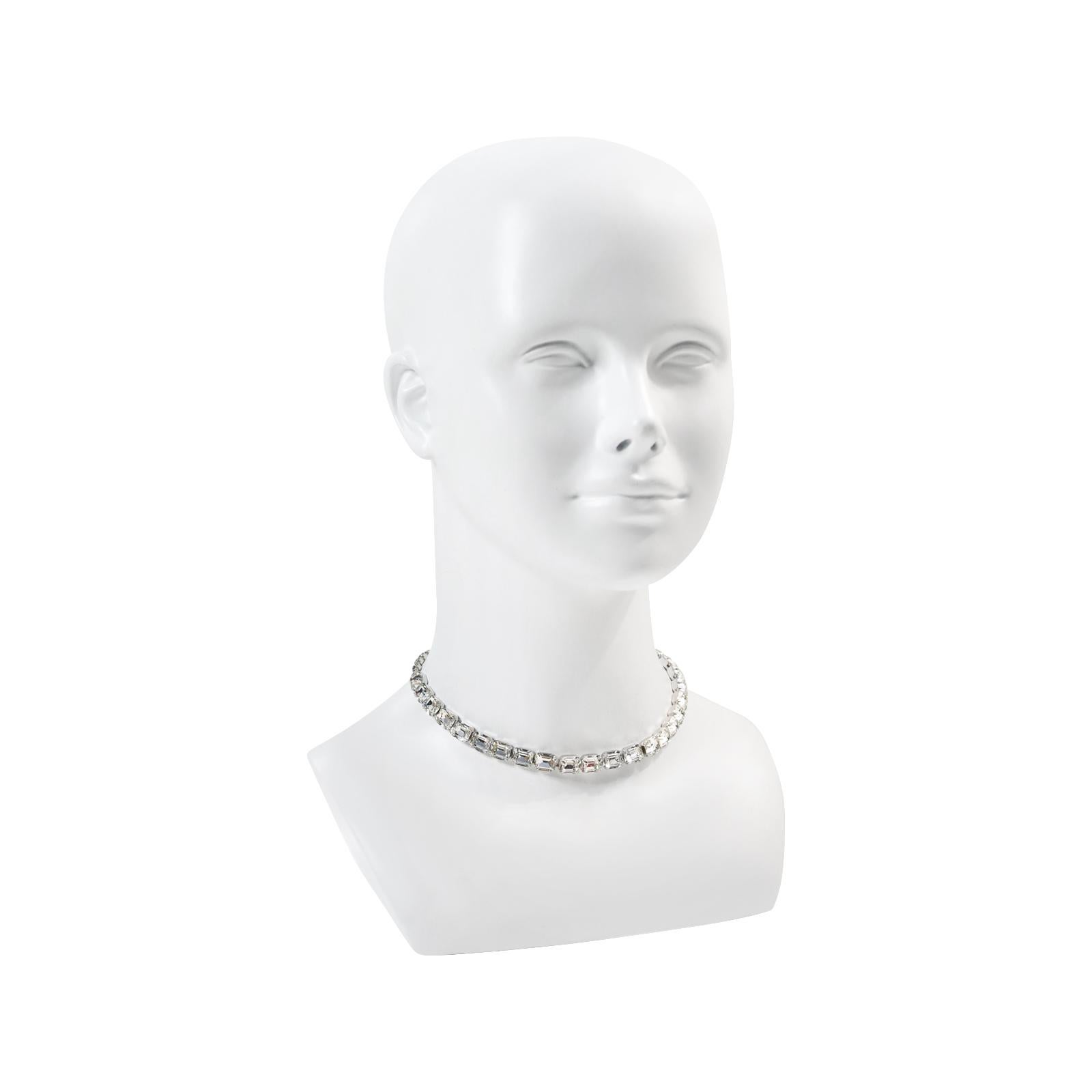 Vintage Eisenberg Diamante Emerald Cut Choker Circa 1980s In Good Condition For Sale In New York, NY