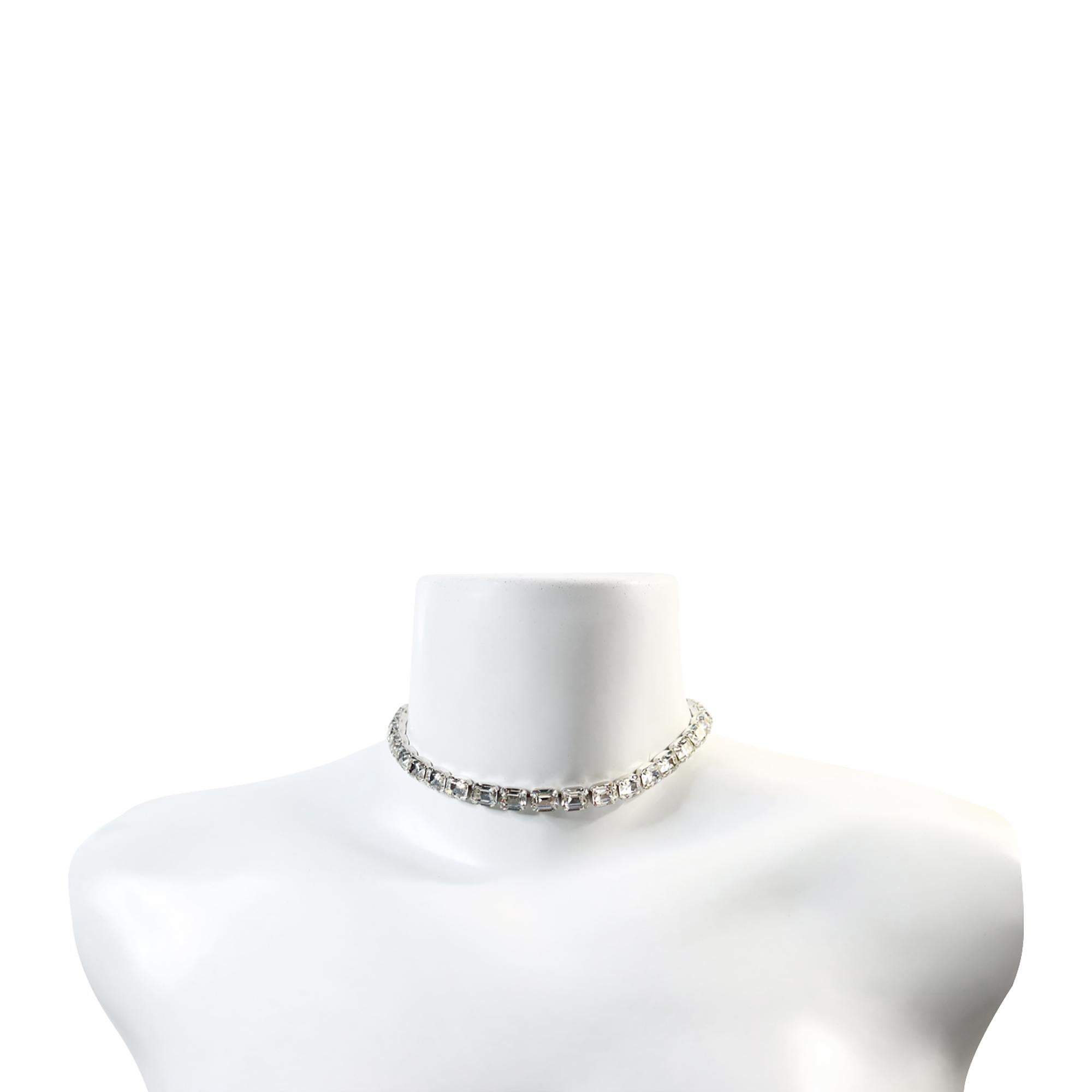 Vintage Eisenberg Diamante Emerald Cut Choker Circa 1980s For Sale 1
