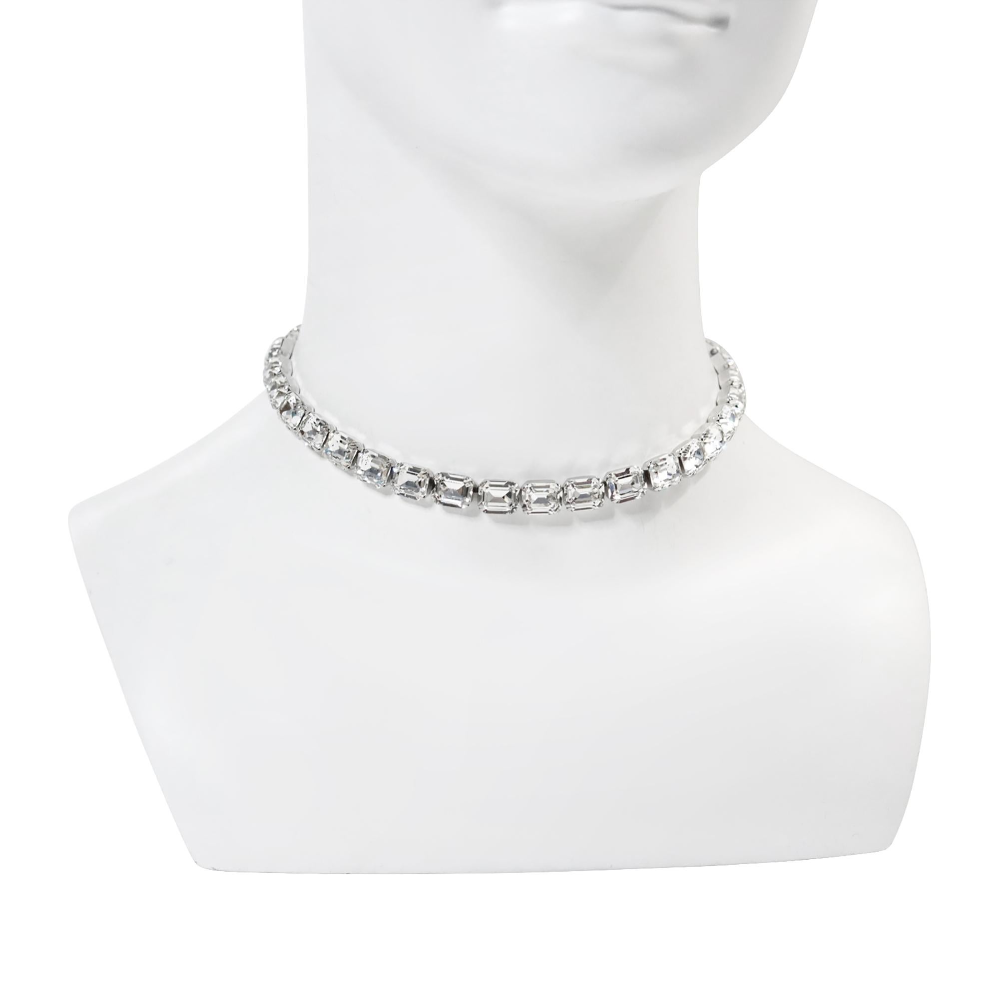Vintage Eisenberg Diamante Emerald Cut Choker Circa 1980s In Good Condition For Sale In New York, NY