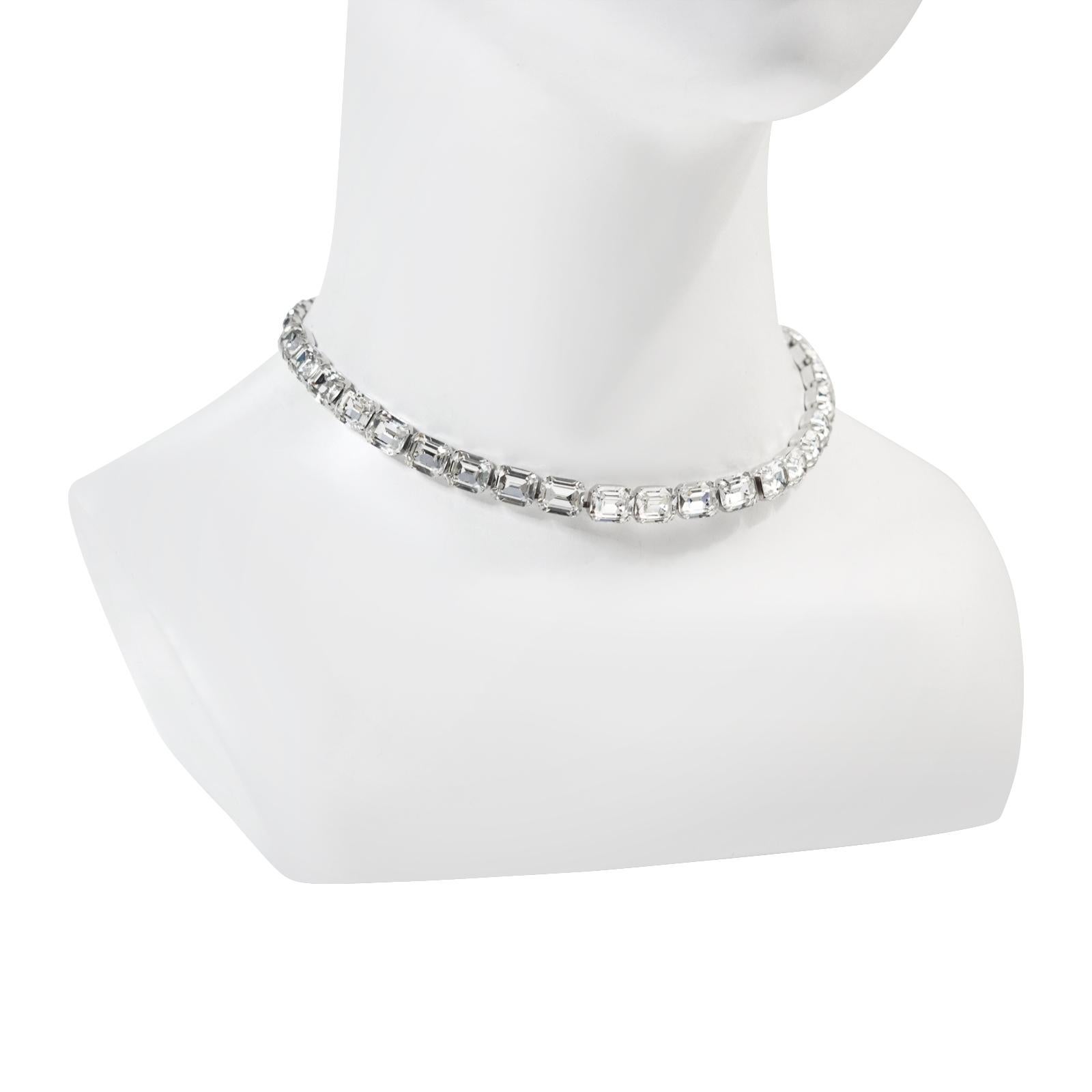 Women's or Men's Vintage Eisenberg Diamante Emerald Cut Choker Circa 1980s For Sale