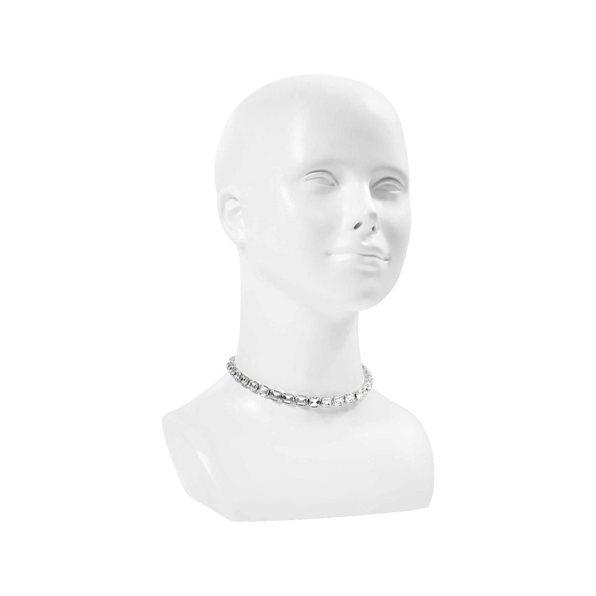 Women's or Men's Vintage Eisenberg Diamante Emerald Cut Choker Circa 1980s For Sale