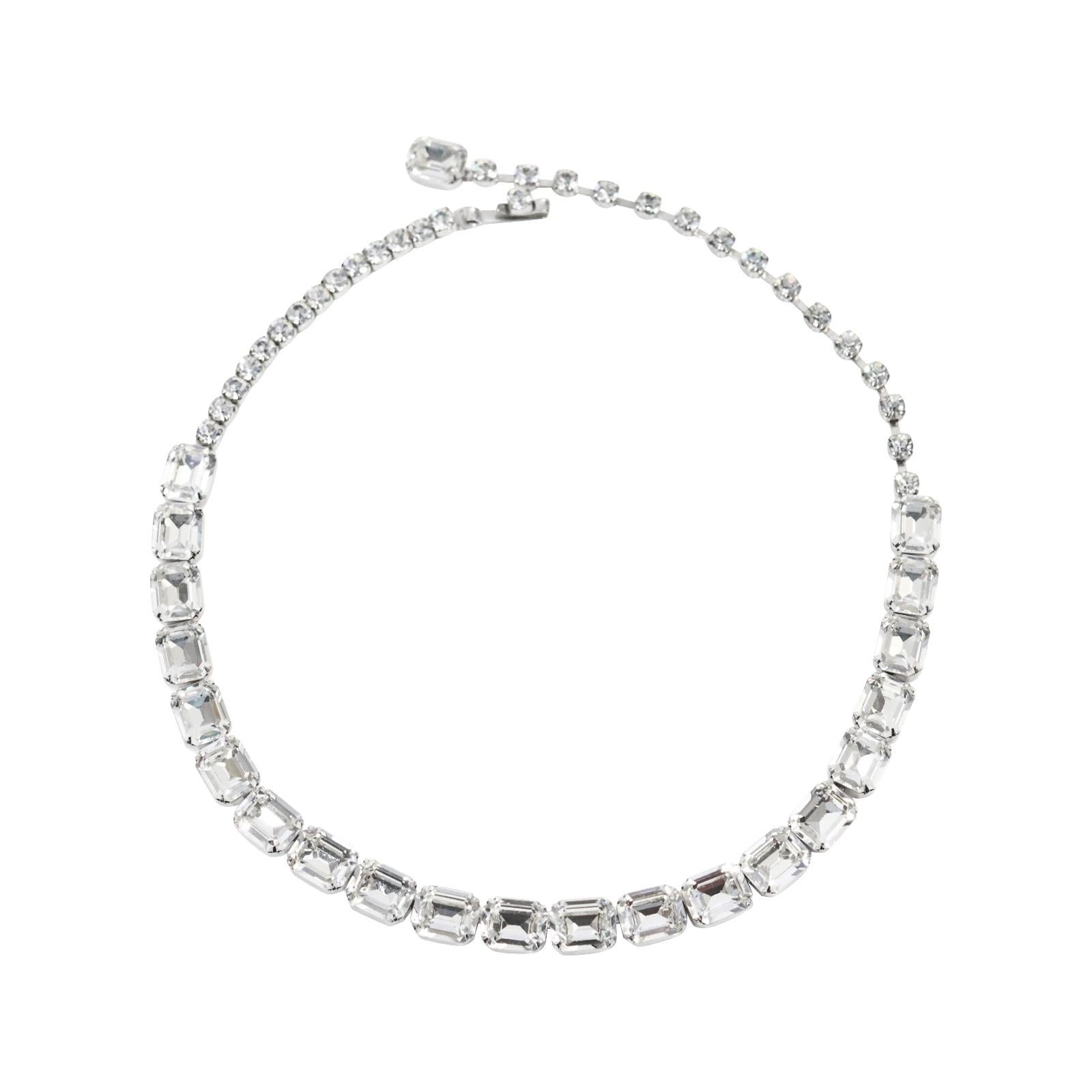 Vintage Eisenberg Diamante Emerald Cut Choker Circa 1980s For Sale 3