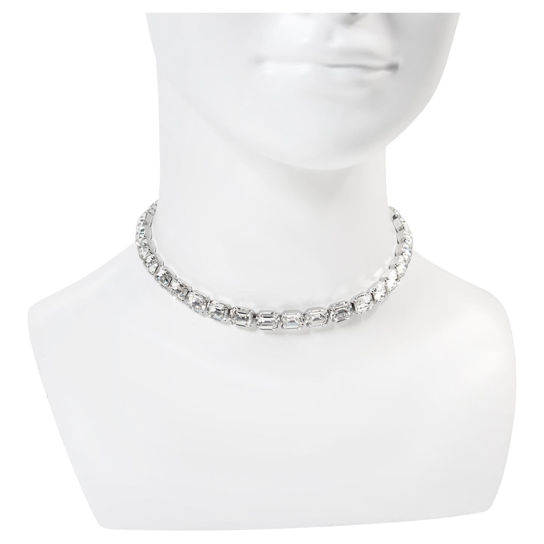 Vintage Eisenberg Diamante Emerald Cut Choker Circa 1980s For Sale