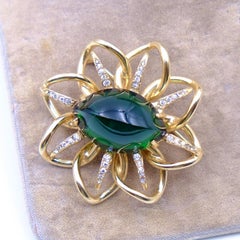 Vintage Eisenberg Green Glass Brooch 1950's