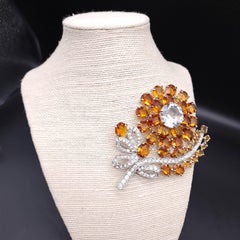 Vintage Eisenberg Eis 2000 Saphir Aquamarin Kristall Blumen-Anstecknadelbrosche, Silber