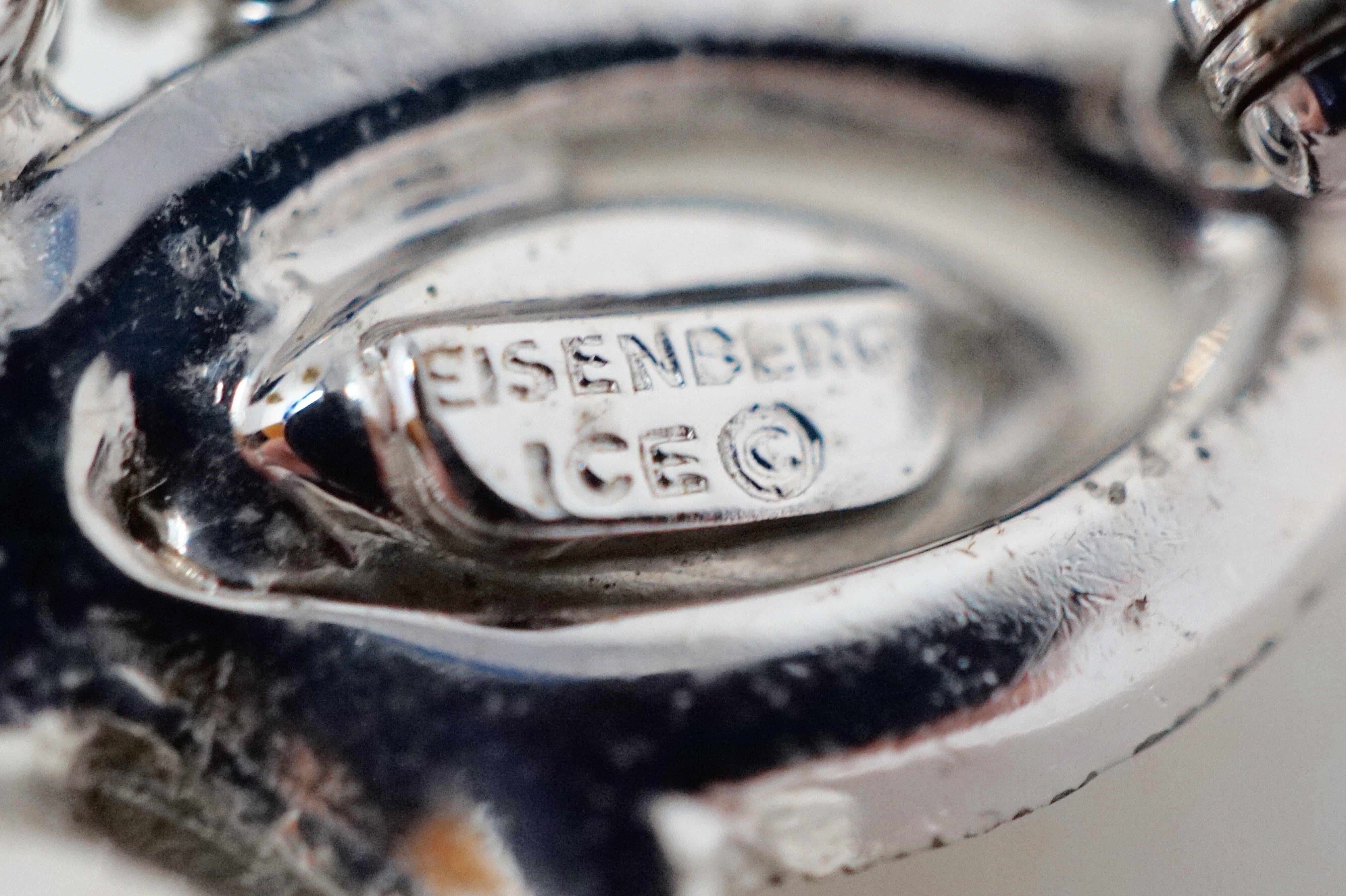Vintage Eisenberg Ice Crystal Rhinestone Brooch, Signed, circa 1940s 6