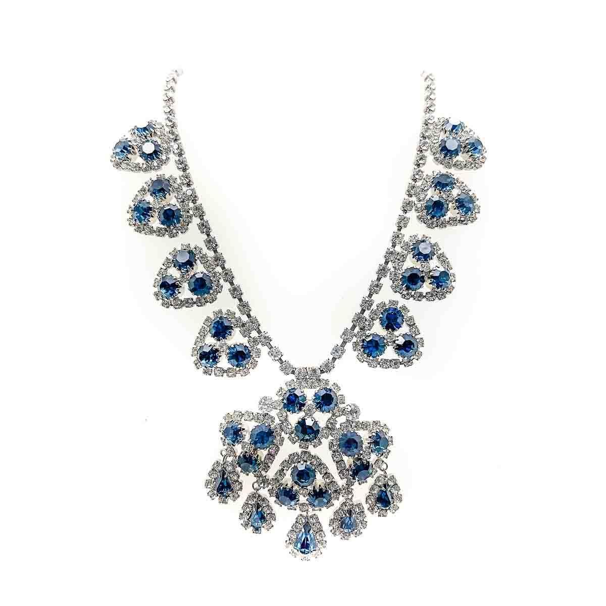 Vintage 'Eisenberg Ice' Sapphire Droplet Necklace 1950s In Good Condition For Sale In Wilmslow, GB