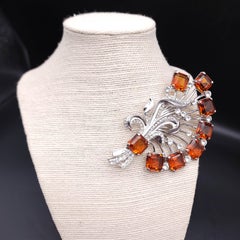 Vintage Eisenberg Eistopas & klarer Kristall Blume Bouquet Pin Brosche, Silber