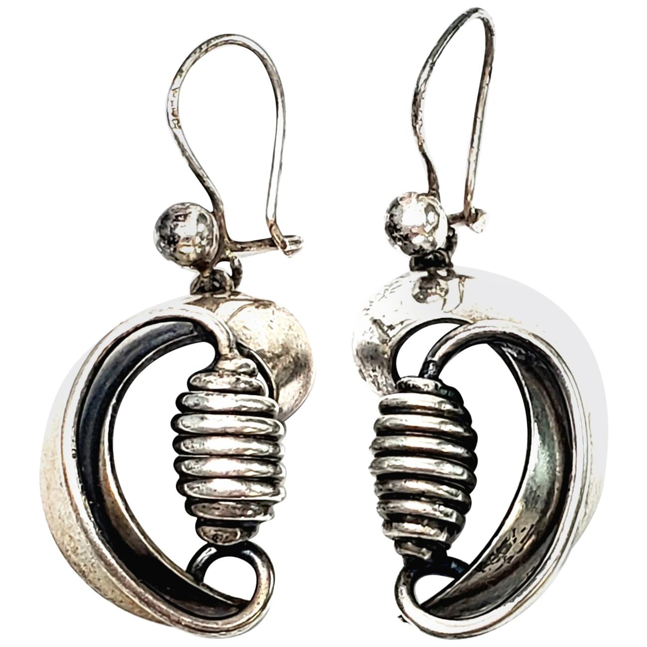 Vintage Eivind Knud Peterson Denmark Sterling Silver Modernist Earrings