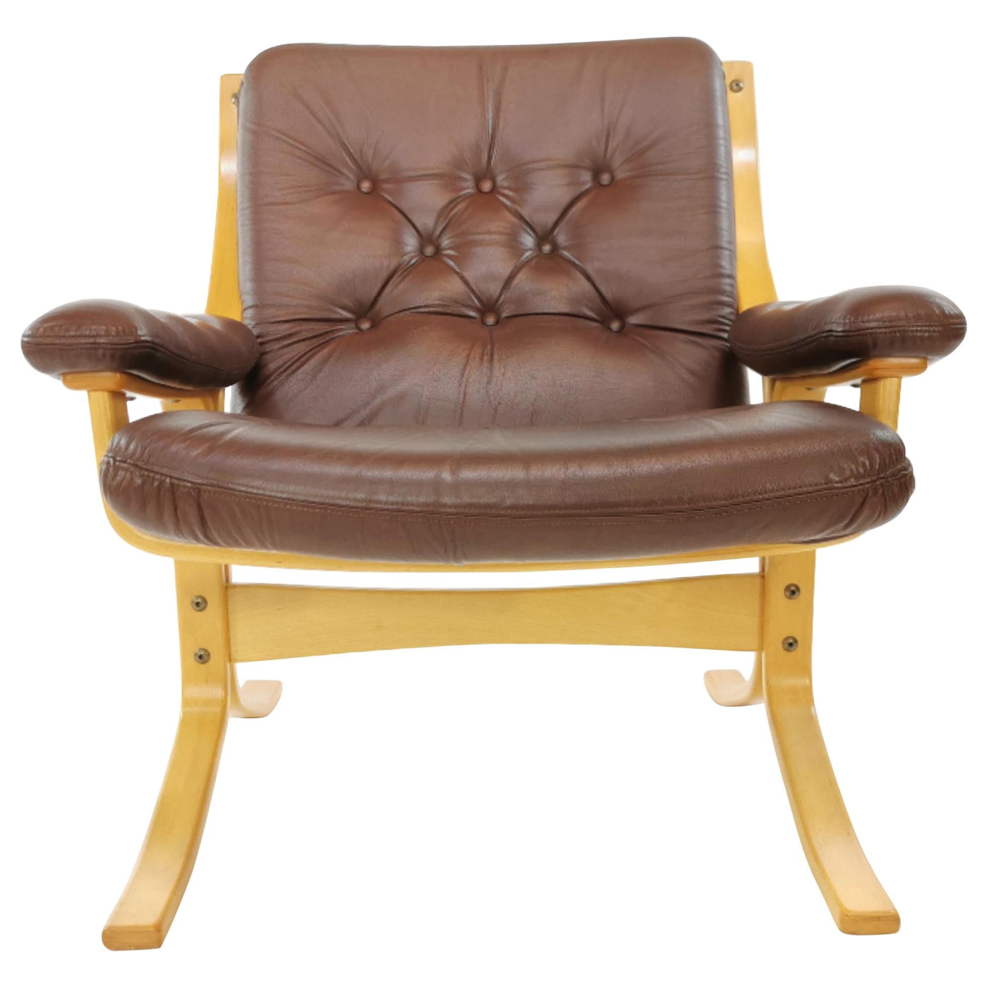 Vintage Ekornes Leather Easy Chair Armchair Midcentury, 1960s-1970s