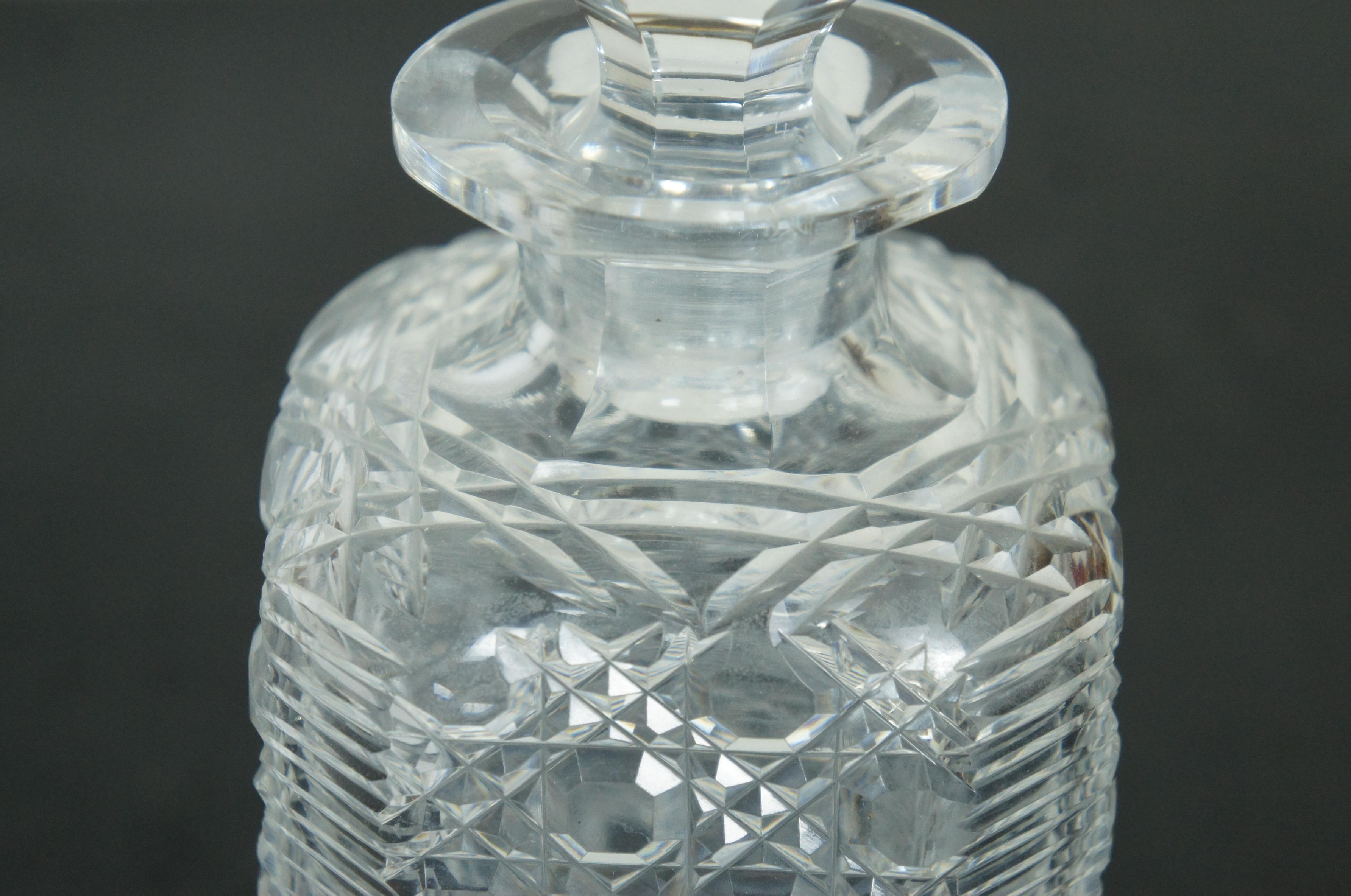 Vintage E&L Edinburgh Square Cut Crystal Whiskey Barware Decanter Bottle 10
