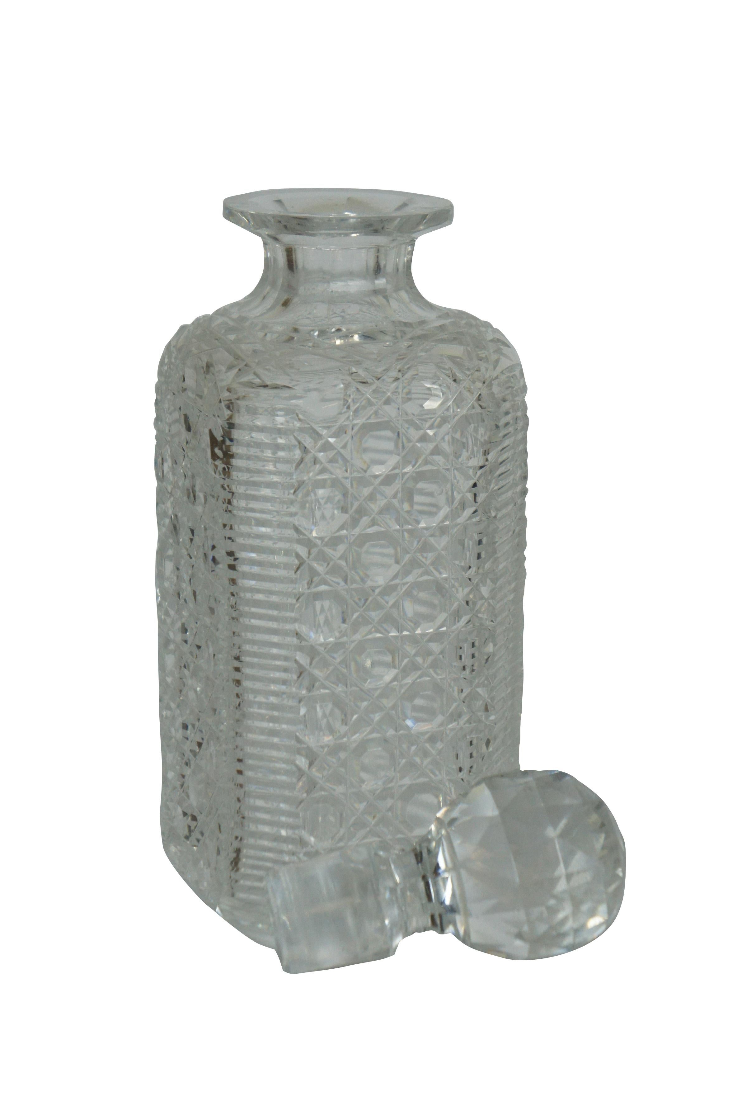 Vintage E&L Edinburgh Square Cut Crystal Whiskey Barware Decanter Bottle 10
