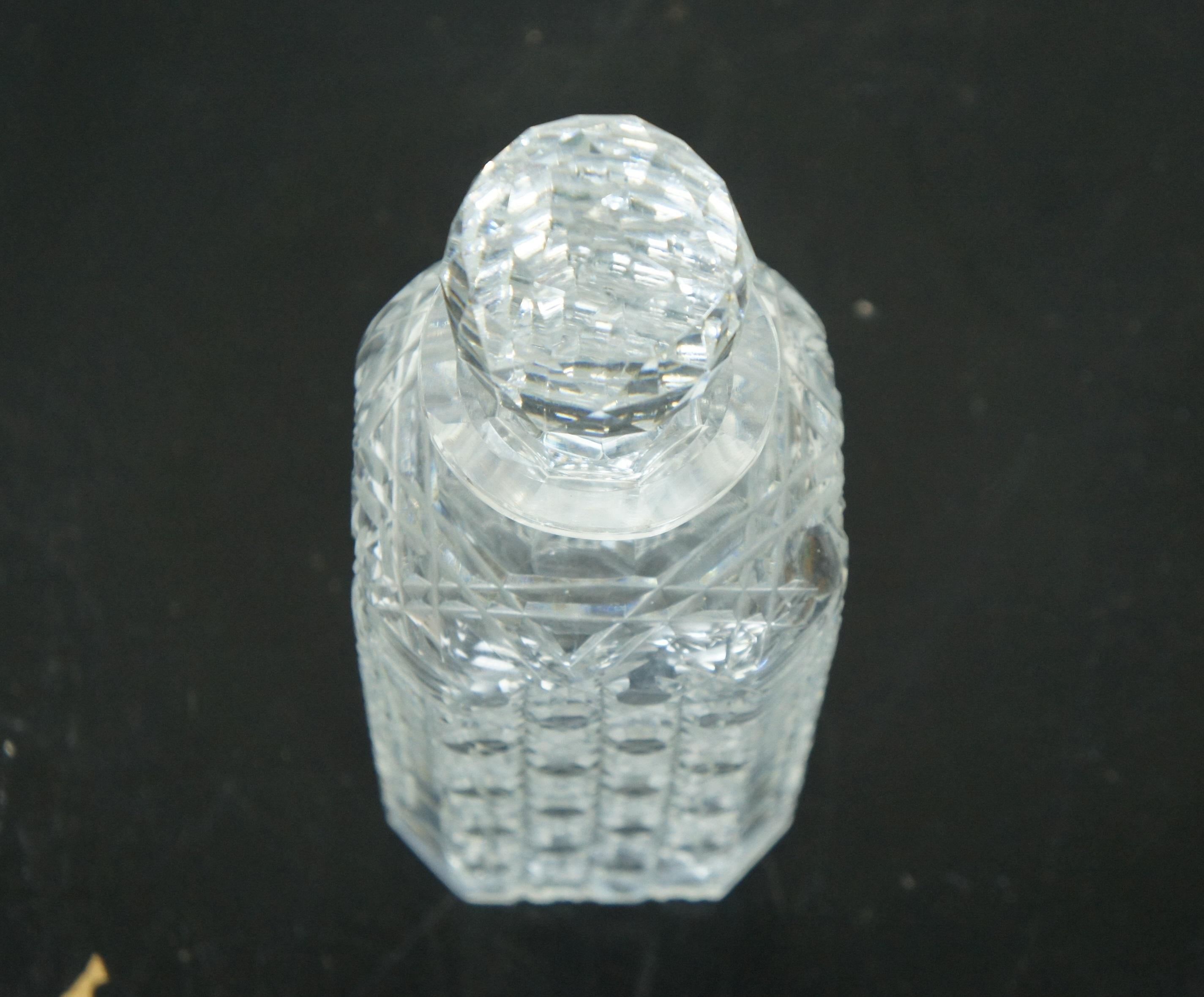 Vintage E&L Edinburgh Square Cut Crystal Whiskey Barware Decanter Bottle 10