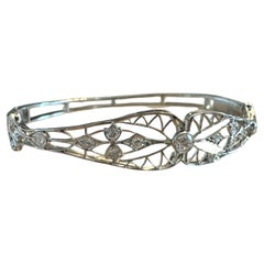 Vintage Elaborate Filigree Diamond Bangle Bracelet