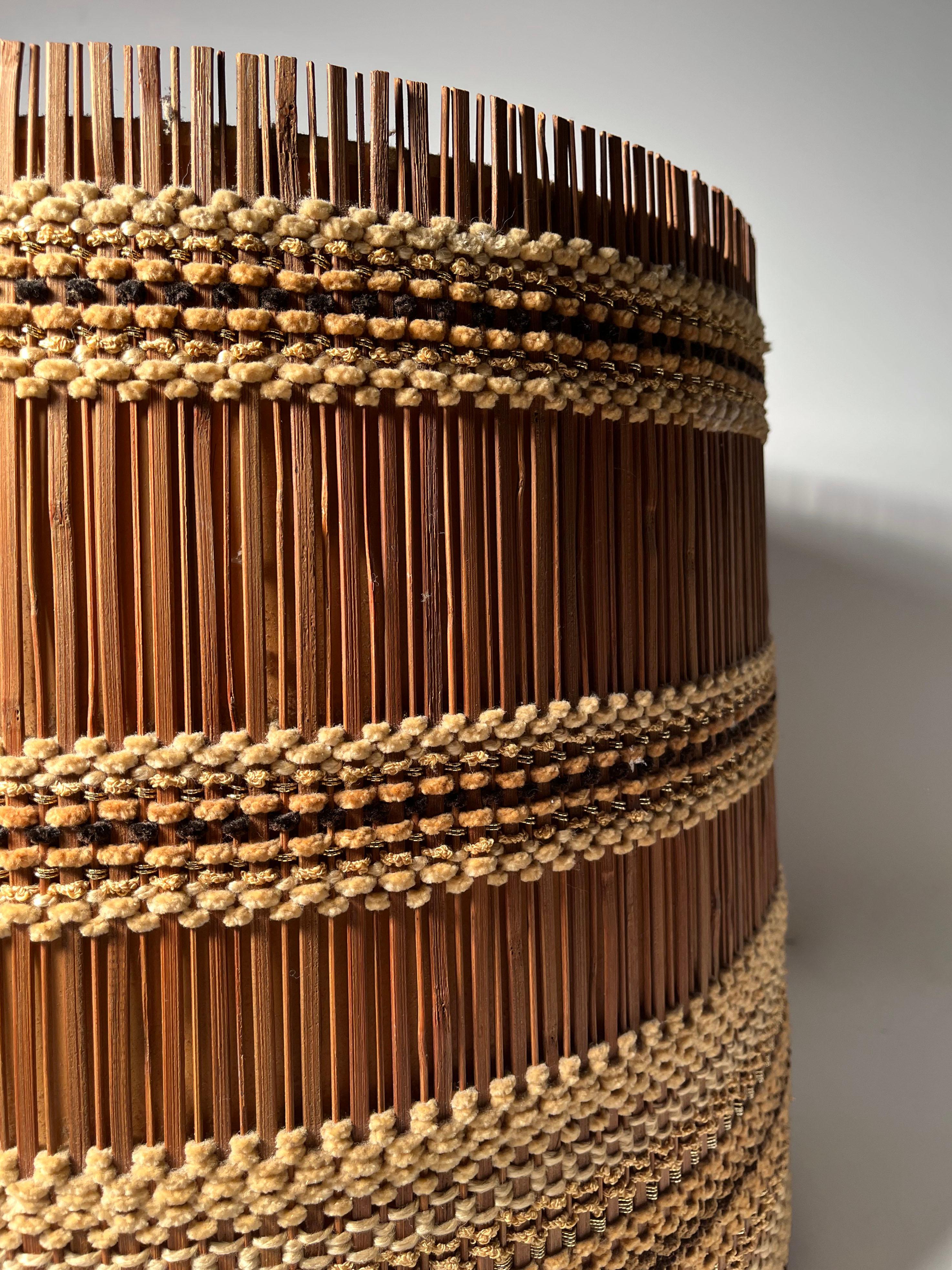 Fabric Vintage Elaborate Hand Crafted Textile Drum Lamp Shade by Maria Kipp For Sale