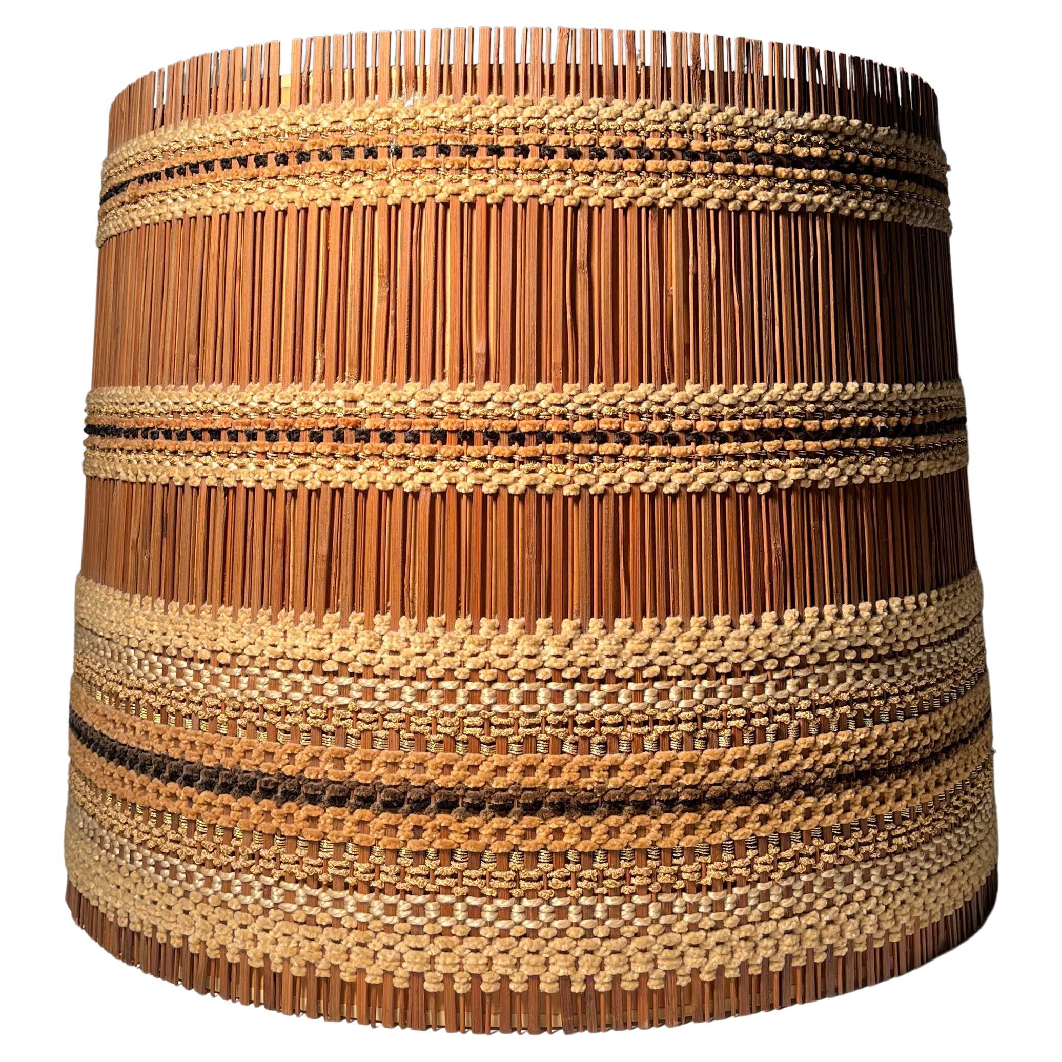 Vintage Elaborate Hand Crafted Textile Drum Lamp Shade by Maria Kipp For Sale