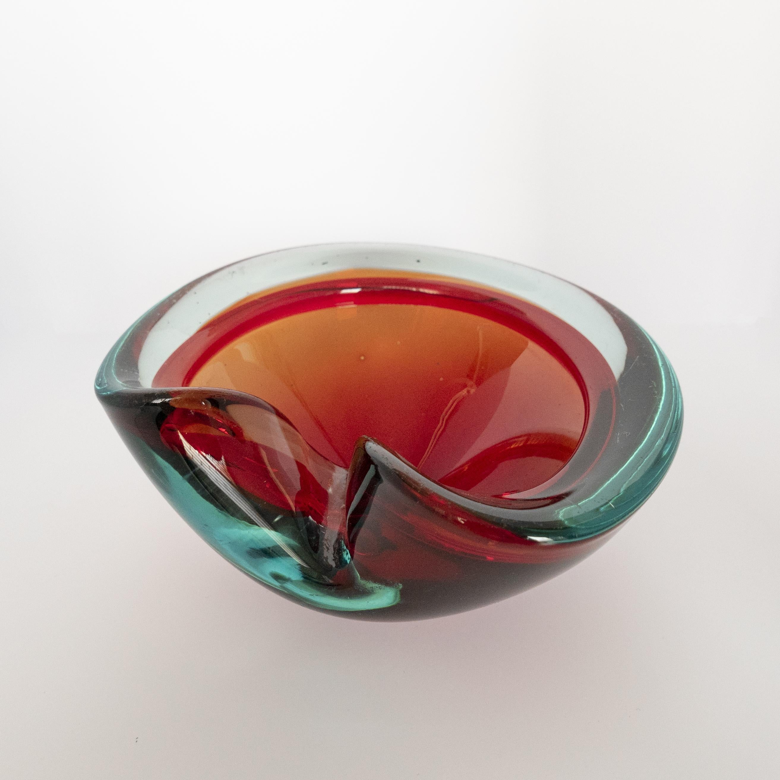 vintage red glass ashtray